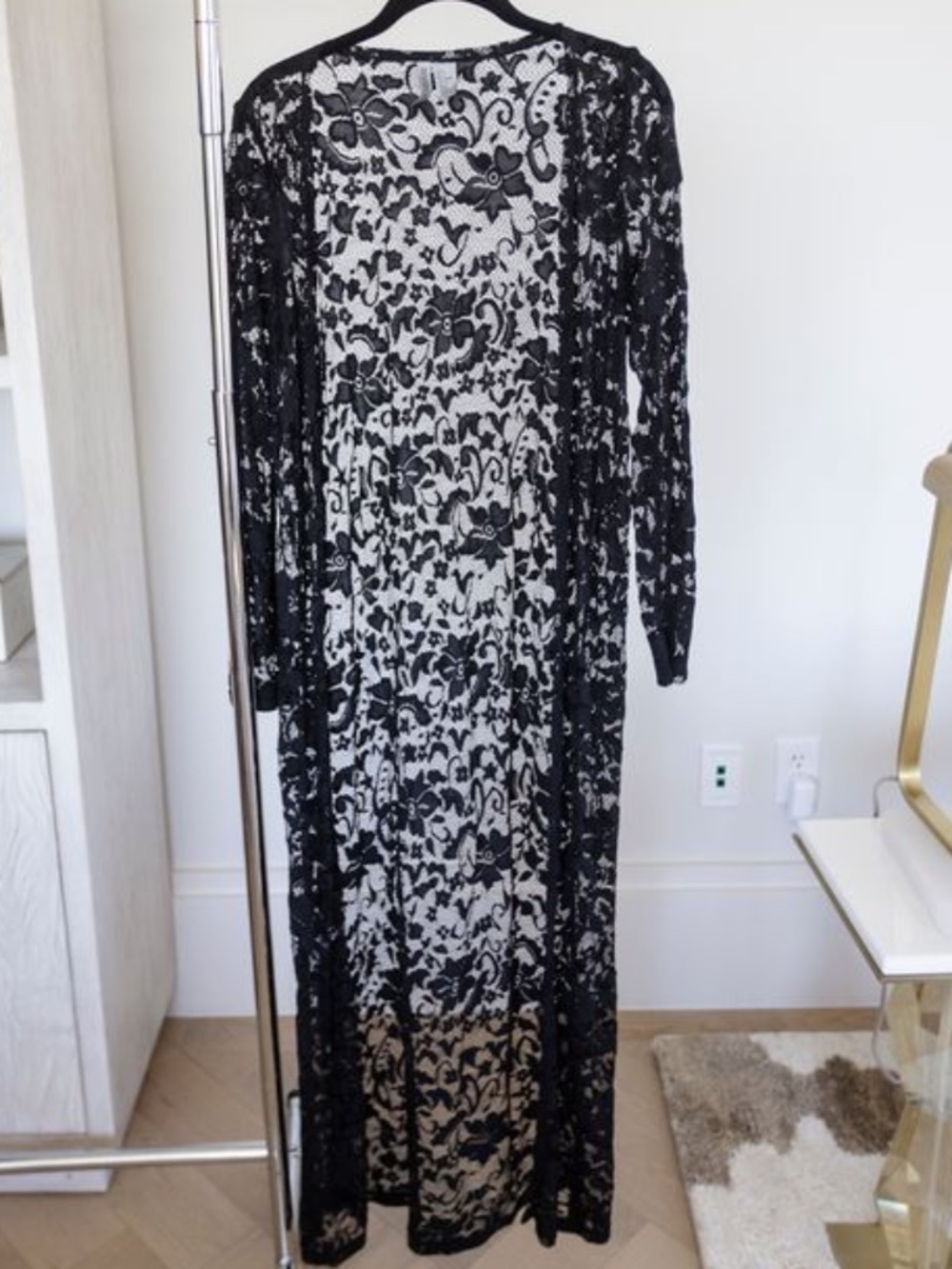 H&M Divided Long Floral Lace Duster Cardigan
